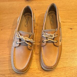Sperry Womens 8 Leather Light Brown Boat Shoes
